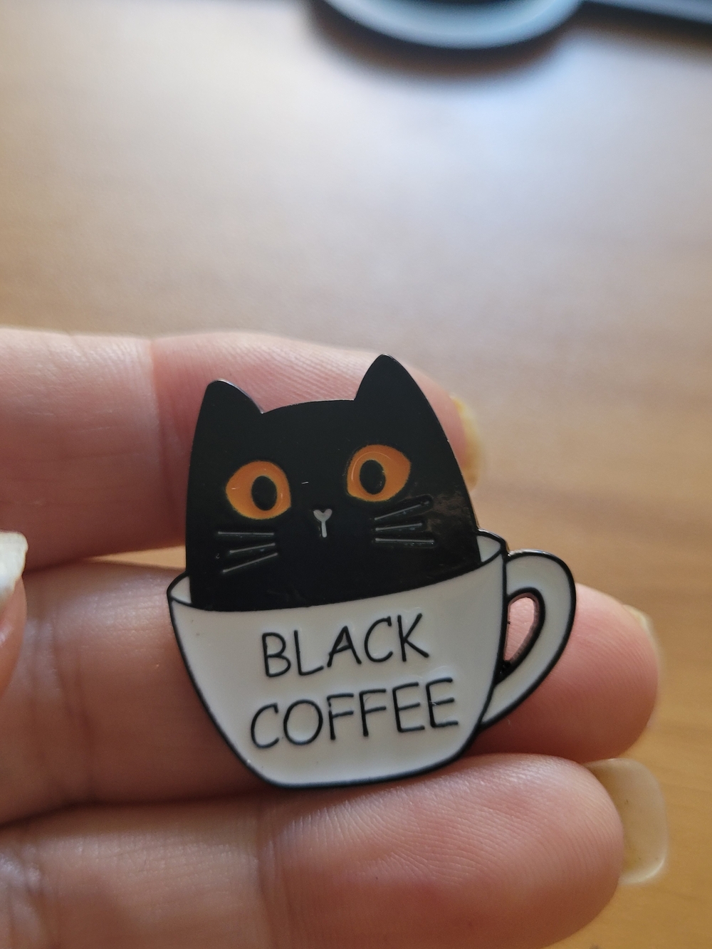 🍁NEW🍁Black Coffee Cat Enamel Pin - Black